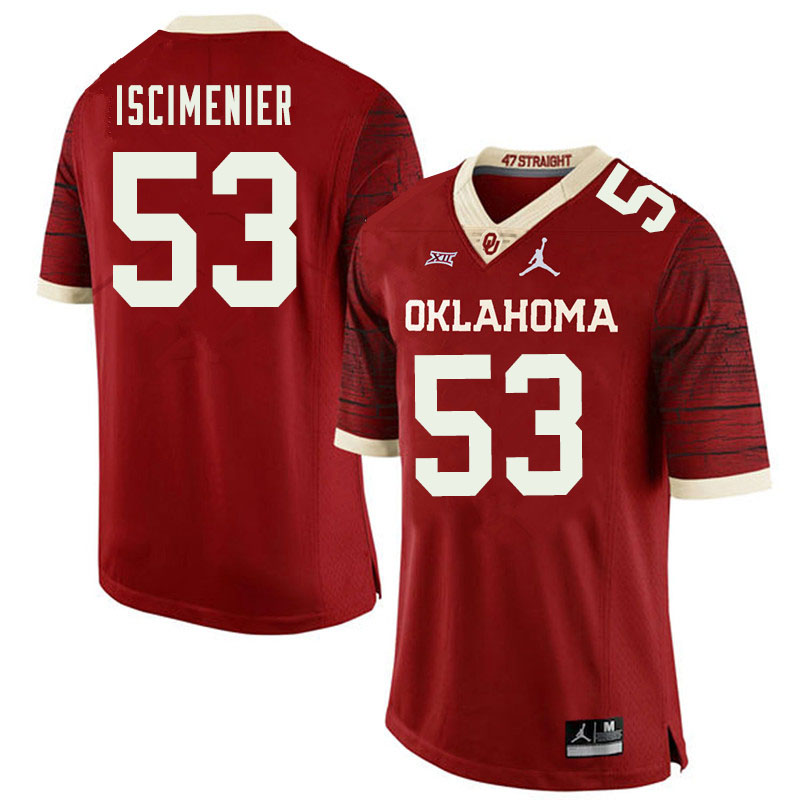 Jordan Brand Men #53 Jared Iscimenier Oklahoma Sooners College Football Jerseys Sale-Retro